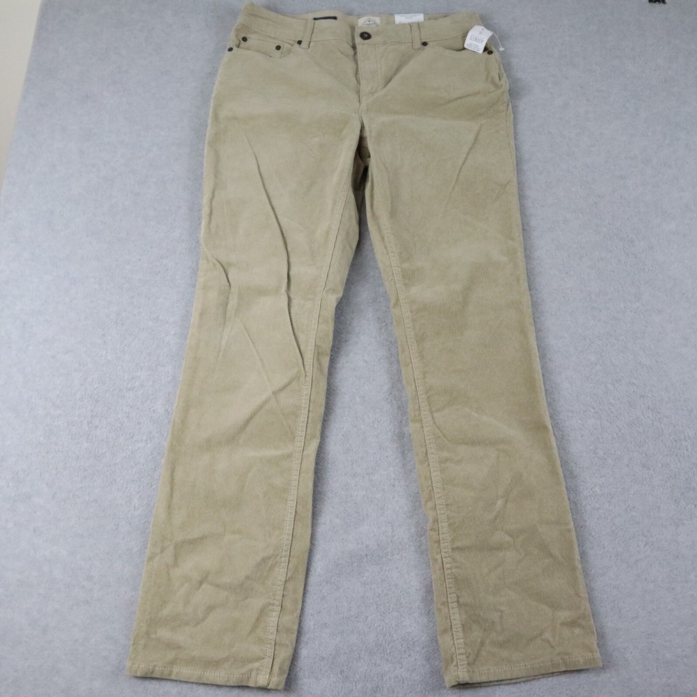 St Johns Bay Pants Womens 12 Straight Leg Corduroy 5-Pocket Jeans Beige NWT - Picture 1 of 7